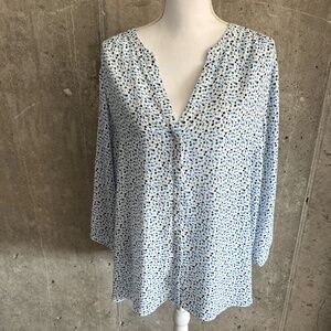 NYDJ Semi-sheer Polka Dot Pintuck Blouse - Plus Size 1X (14w-16w)
